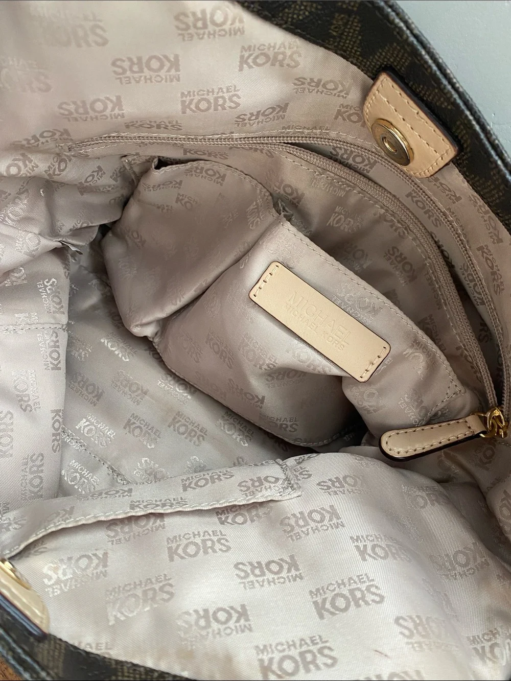 Michael Kors Dark Brown MK Logo Chain-Handle Shoulder Bag